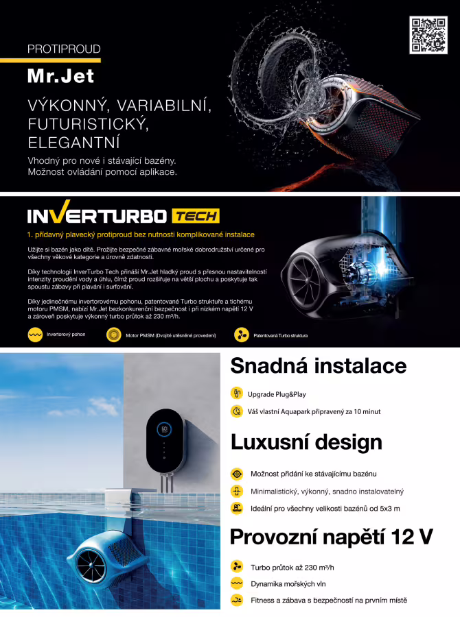 Mr. Jet - výkonný, variabilní, futuristický a elegantní protiproud.